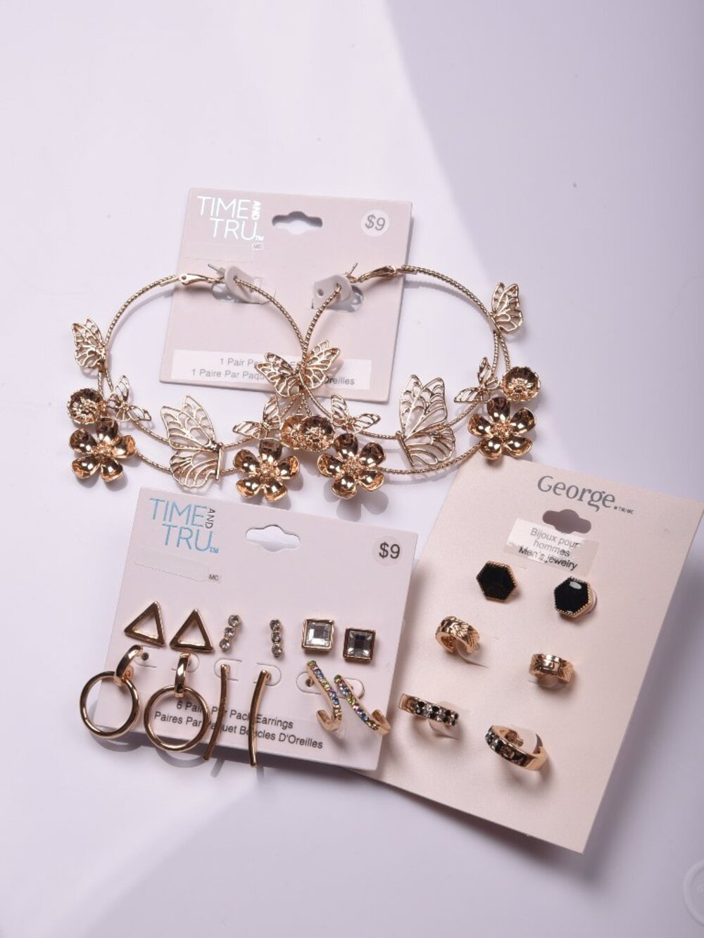 Mixed Fashion Earring Lot – Time and Tru & George Jewelry (3 Card Set)